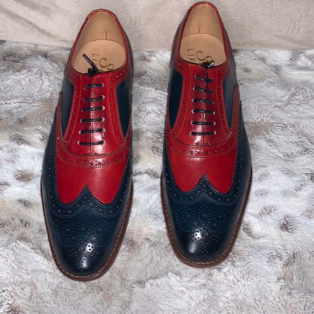 3dm lifestyle handcrafted leather two tone wingtip Oxford shoes.